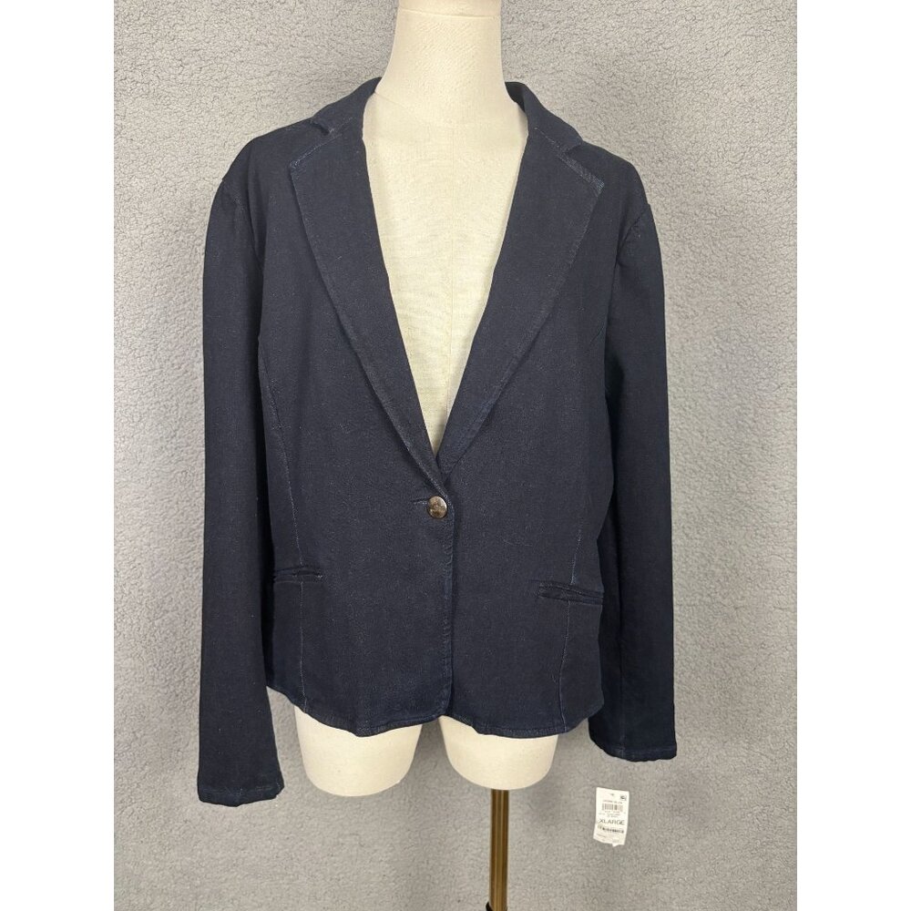 INC International Concepts Women's Denim Blazer Jacket XL Dark Indigo NWT's